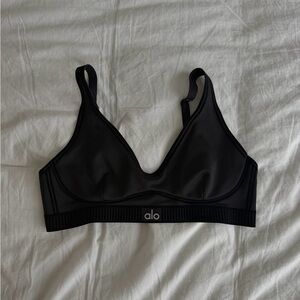 ALO Yoga Black Seamless V-Neck Sports Bra
